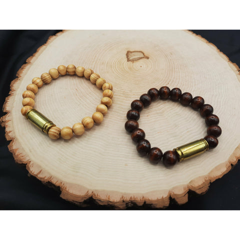 Men's Wood Bracelets w/ Brass Centerpiece