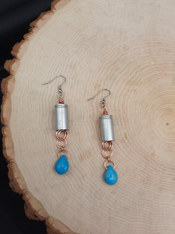 Lightweight Mixed Metal 9mm Turquoise Earrings