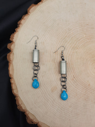 Aluminum 9mm Earrings with Chainmail Style Drop and Teardrop Turquoise Howlite