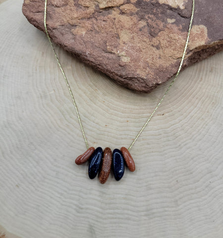 Goldstone and Midnight Blue Goldstone Necklace