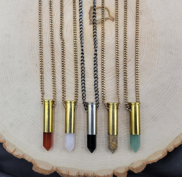 Unisex 2A Crystal Bullet Statement Necklaces