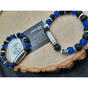 "Back the Blue" Thin Blue Line Bullet Bracelet