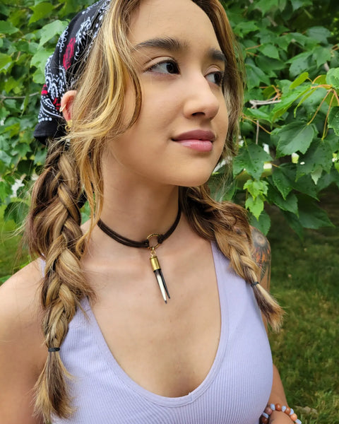 Porcupine Quill and Leather 2A Statement Choker