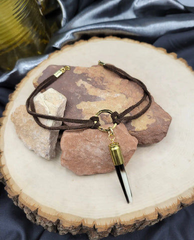 Porcupine Quill and Leather 2A Statement Choker
