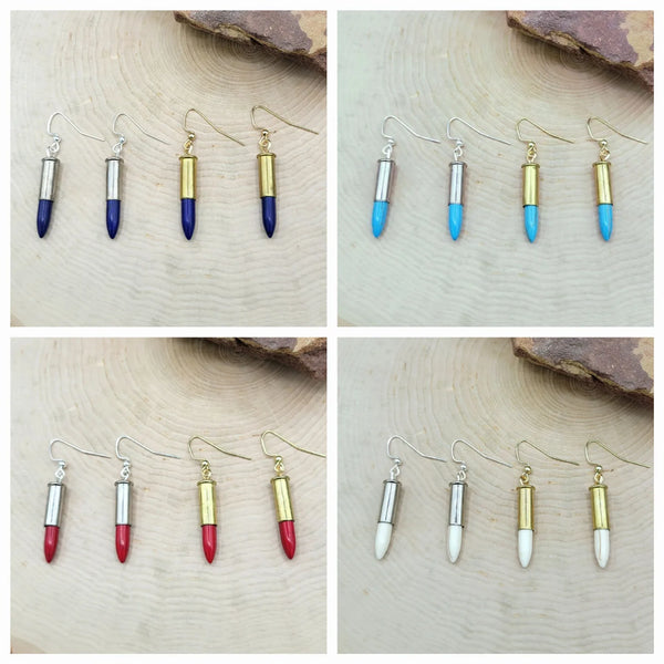 Bullet & Howlite Spike Earrings - Multiple colors available