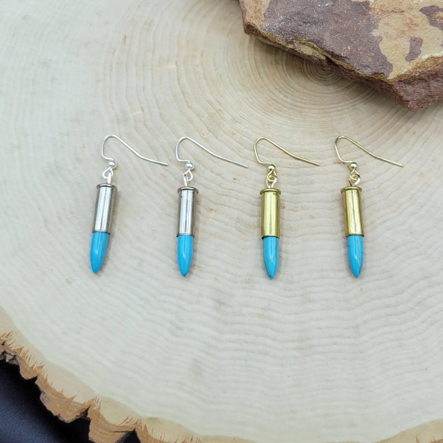 Bullet & Howlite Spike Earrings - Multiple colors available